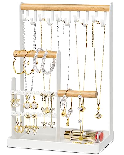 MetWoods Jewelry Organizer Stand with Earring Tray and 10 Hooks, 4 ...
