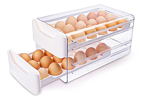 Moretoes Egg Holder for Refrigerator 2 Layers Fresh Egg Storage Con...