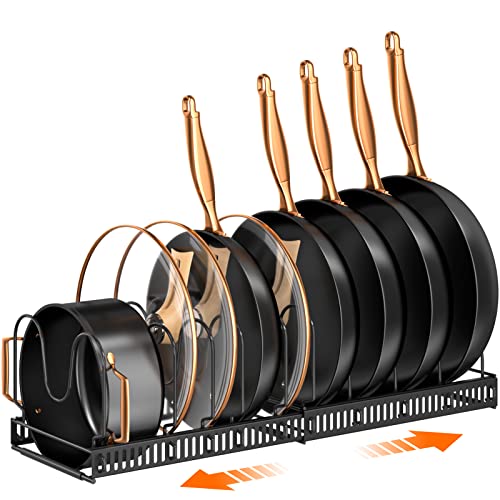 MUDEELA Pots and Pans Organizer : Rack for under Cabinet, Expandabl...