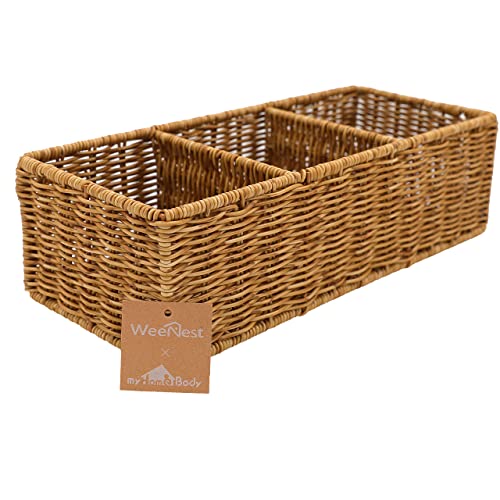 myHomeBody Wicker Basket With 3 Compartments | Woven Baskets for Or...