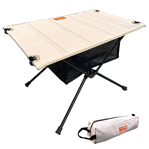 NACETURE Camping Table with Folding Legs and Mesh Storage Basket fo...