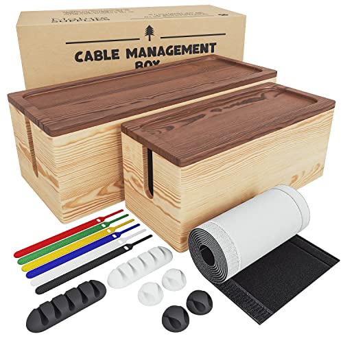 NATURE SUPPLIES | Natural Wood Cable Management Box [Set of Two] La...