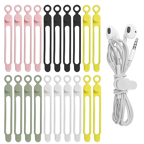 Nearockle 20Pcs Silicone Cable Straps Wire Organizer for Earphone, ...
