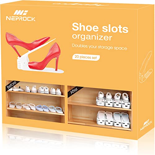 Neprock Shoe Slots Organizer, Adjustable Shoe Stacker Storage Space...