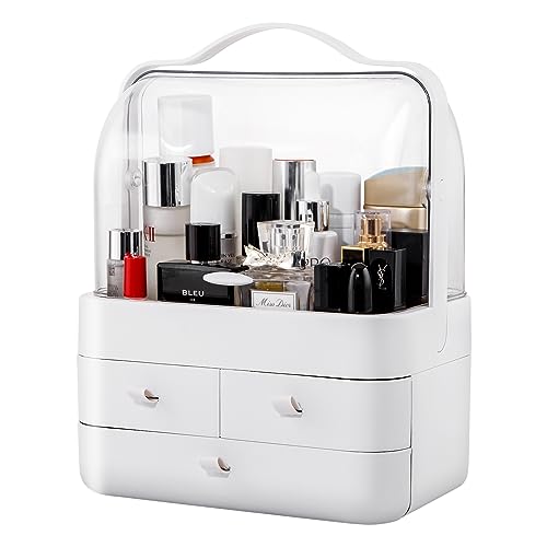 Nervure White Makeup Organizer - Cosmetic Storage Box with Lid - Pr...
