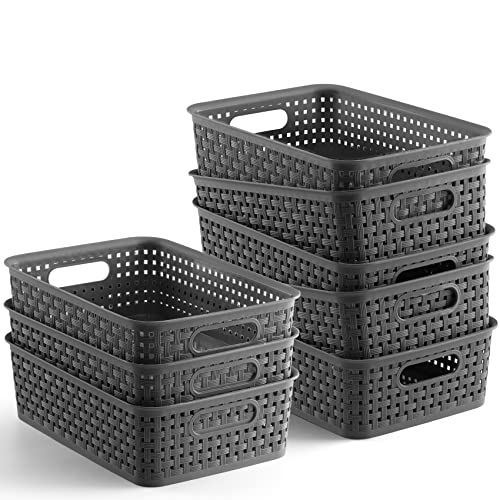 NETANY [ 8 Pack ] Plastic Storage Baskets - Small Pantry Organizati...