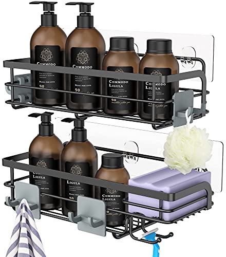 Nieifi Shower Caddy with Built-In Soap Dish with Hooks, Shower Shel...