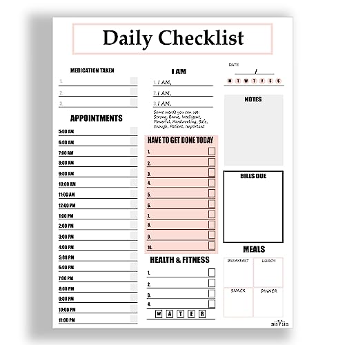 NiiViin Daily Planner Notepad – Workday Organizer, ADHD Helpful f...