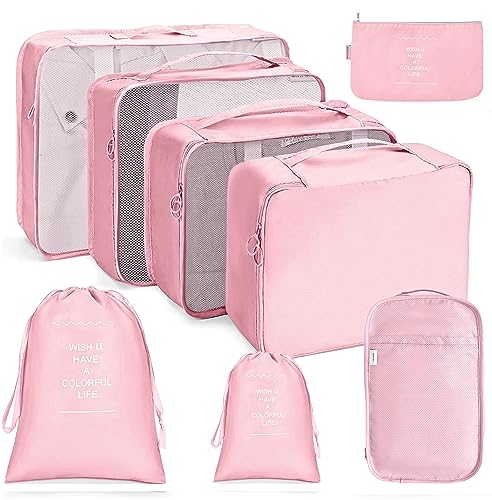 NuAngela Packing Cubes for Suitcases, 8 Set Luggage Organizers Bags...