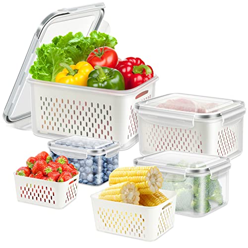ODOMU 4 Pack Fridge Food Storage Container with Lids, Plastic Fresh...