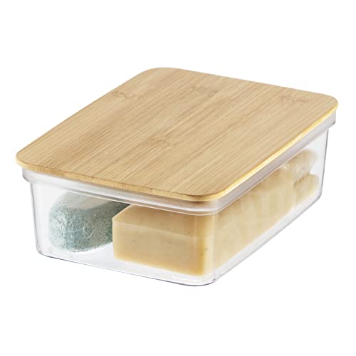 Oggi Clear Stackable Storage Bin with Bamboo Lid - Ideal for Kitche...