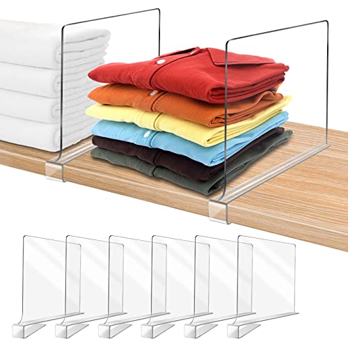 OMGelic Acrylic Shelf Dividers for Closet Organization 6PCS Closet ...