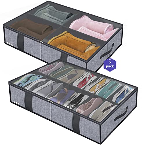 Onlyeasy Under Bed Shoe Storage Organizers for Kids and Adults Fit ...