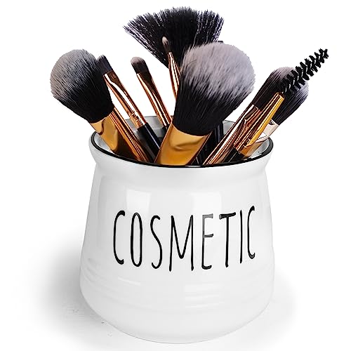 ONTUBE Farmhouse Cosmetic Storage Organizer, Ceramic Makeup Brush H...