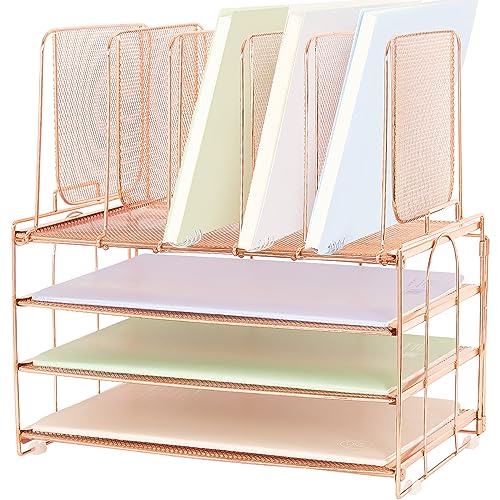 ORDROLL Desk Paper Organizer with Handle, 3 Tier Letter Trays with ...