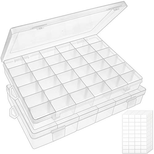OUTUXED 2pack 36 Grids Clear Plastic Organizer Box Container Craft ...
