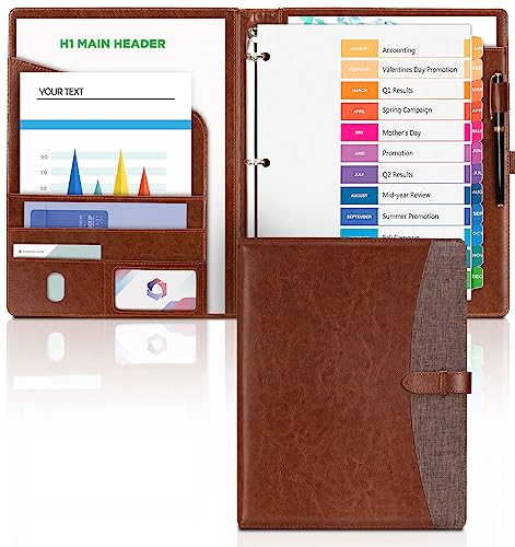 Padfolio 3 Ring Binder 1 Inch, Bussiness Resume Clipboard Folio, Le...