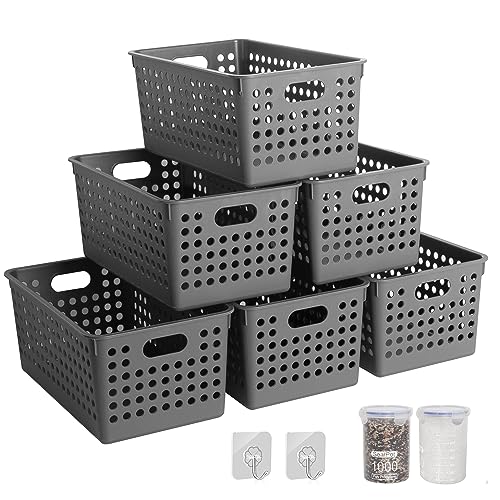 Pafino 6PACK Plastic Storage Baskets - Small Pantry Organizer Bins ...