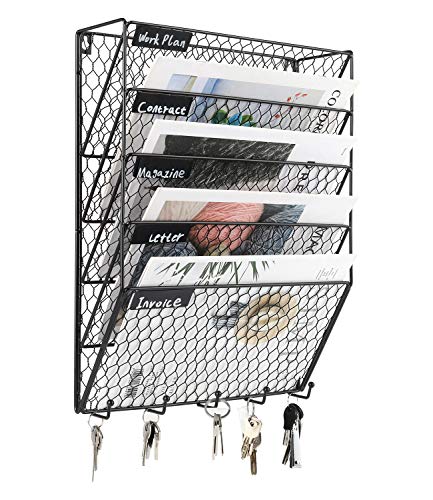 PAG 5 Tier Wall File Holder Hanging Mail Organizer Metal Chicken Wi...