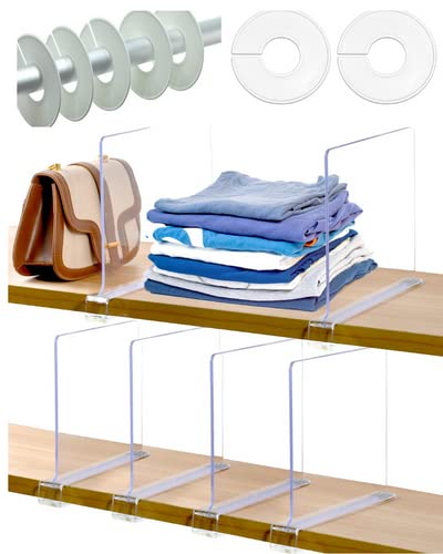 PJ Vital Clear Acrylic Shelf Dividers for Closet Organization Multi...