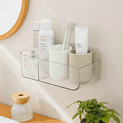 Poeland Wall Mount Storage Organizer, Clear Storage Box Holder Bask...