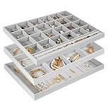 ProCase Set of 3 Stackable Jewelry Trays Organizer for Drawers, Jew...
