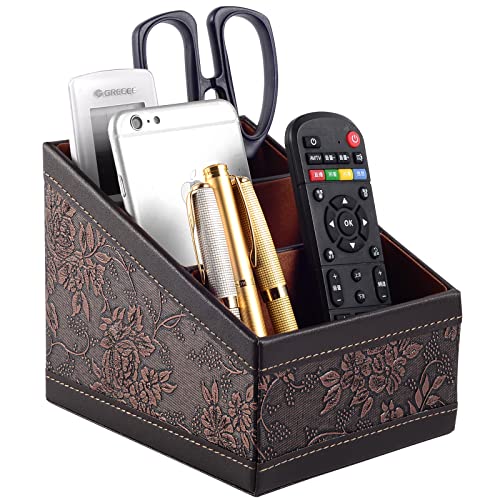 PU Leather TV Remote Control Holder with 3 Compartments,Nightstand ...