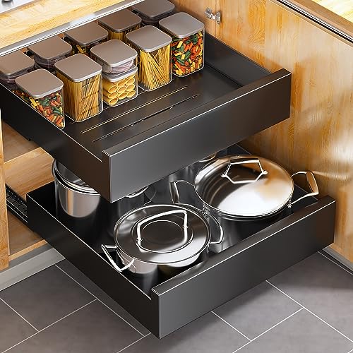 Pull Out Cabinet Organizer Fixed With Adhesive Nano Film,Heavy Duty...