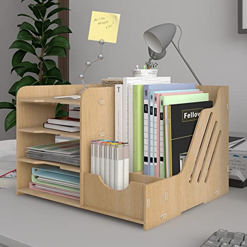 PUNCIA 4 Tiers Office Wood Desktop Organizer Letter A4 Paper File R...
