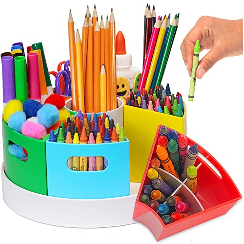 PUZZLE EZ Crayon Organizer and Storage Lazy Susan School Art Suppli...