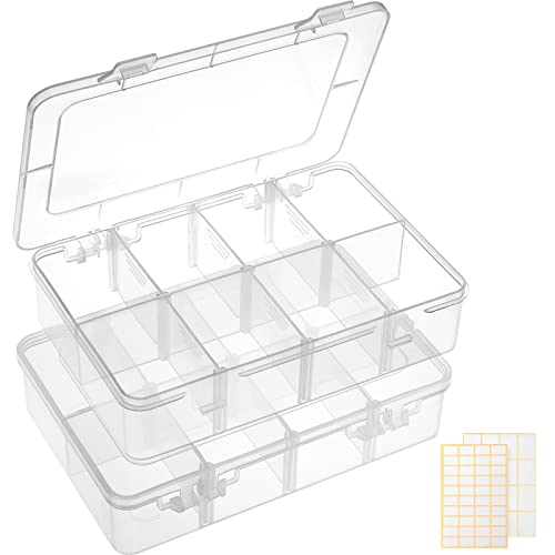 QUEFE 2 Pack 8 Grids Bead Organizers and Storage, Plastic Organizer...