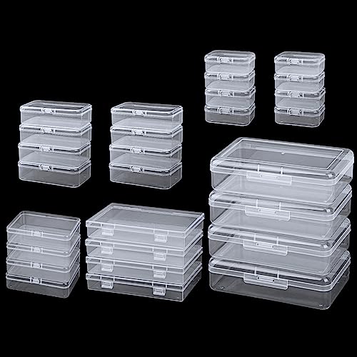 QUEFE 28 Pack Mixed Sizes Small Plastic Organizer Storage Box, Rect...