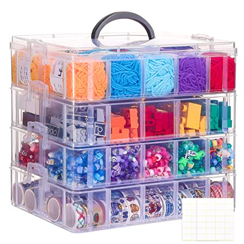 QUEFE 4-Tier Stackable Storage Container Box with 40 Compartments, ...
