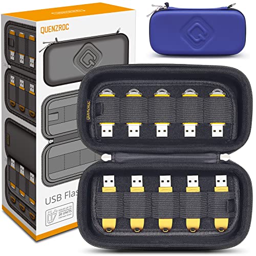 QUENZROC USB Drive Case Organizer Fits 20 Flash Thumb Drives USB St...