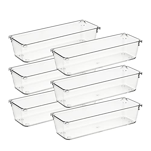 Ravinte 6 Pack Drawer Organizer - 3  X 9  Plastic Storage Bins, Acr...