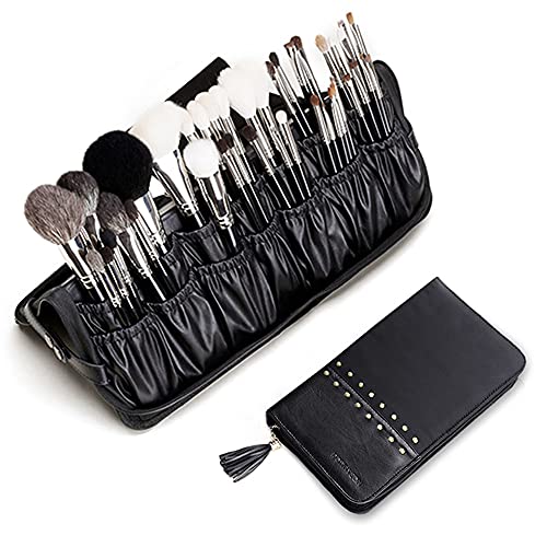 Rownyeon Makeup Brush Bag Cosmetic Case Organizer Leather Brush Sta...