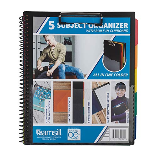 Samsill 5 Subject Spiral School Organizer with Clipboard and Remova...