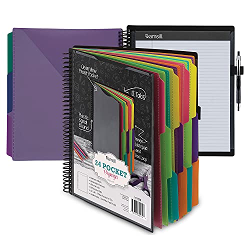 Samsill Deluxe 24 Pocket Spiral Project Organizer with 12 Dividers,...