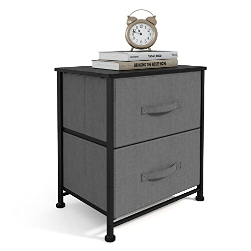 Sehloran 2 Storage Dresser End Side Table Night Stand, Small Dresse...
