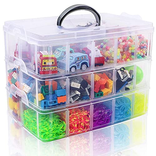 SGHUO 3-Tier Stackable Storage Container Box Bead Organizers and St...