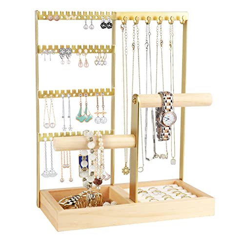 Shengfoo Jewelry Organizer,4 Tier Earring Organizer for Necklace Br...