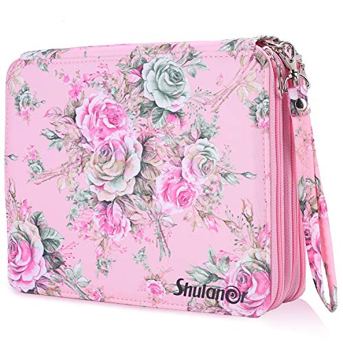 Shulaner 200 Slots Colored Pencil Case with Zipper Closure Large Ca...