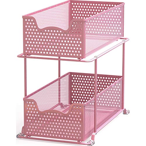 Simple Houseware 2 Tier Sliding Cabinet Basket Organizer Drawer, Pi...