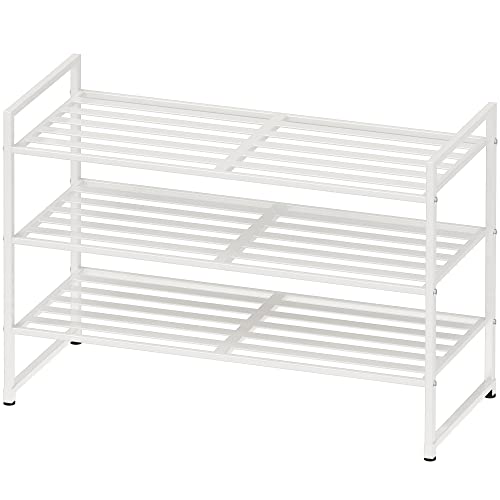 Simple Houseware 3-Tier Stackable Shoe Rack Organizer Shelf, White...