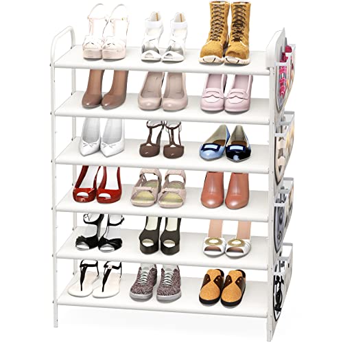 Simple Houseware 6-Tier Shoe Rack Storage Organizer w Side Hanging ...