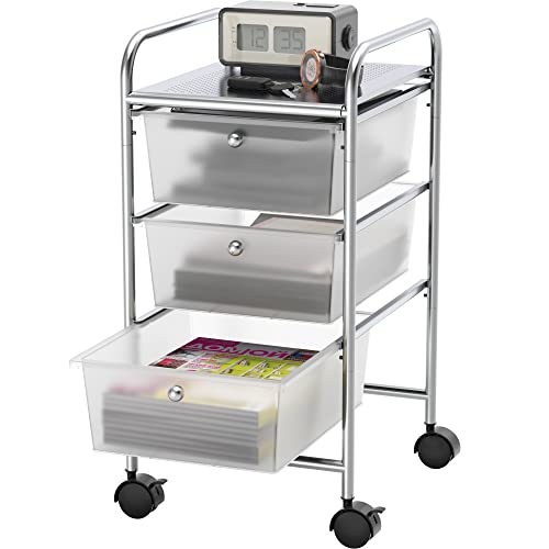 SimpleHouseware Utility Cart with 3 Drawers Rolling Storage Art Cra...