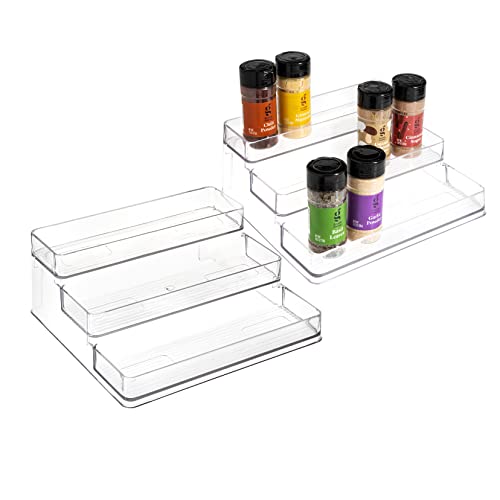 SIMPLEMADE Clear Spice Rack - 2 Pack Three-Tiered Shelf, Countertop...