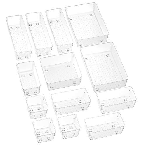 SMARTAKE 13-Piece Drawer Organizers with Non-Slip Silicone Pads, 5-...