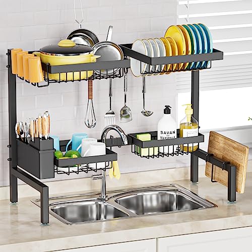 SNSLXH［2-Tier 4 Baskets］Over The Sink Dish Drying Rack, 24.8 -3...