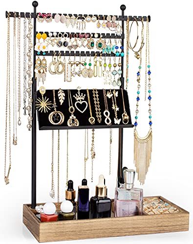 SOLIMINTR Jewelry Organizer, Jewelry Stand with Necklace Display Ho...